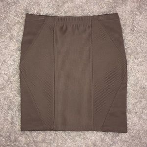 FOREVER 21 • Taupe Ribbed Geometric-Front Mini Skirt